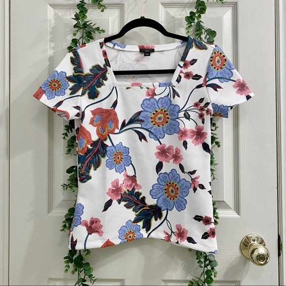 Ann Taylor Factory Floral Square Neck Top - Picture 3 of 5